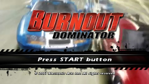 Burnout Dominator title screen for PSP